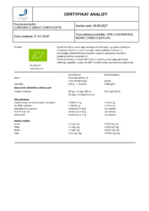 CORDYCEPS - certyfikat